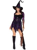 Witch, costume dress, ring, spider web, tattered sleeves